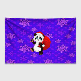 Флаг-баннер с принтом Панда в Кировске, 100% полиэстер | размер 67 х 109 см, плотность ткани — 95 г/м2; по краям флага есть четыре люверса для крепления | new year | santa | дед мороз | елка | елочки | новогодний | новый год | рождество | сантаклаус | снег | снежинки