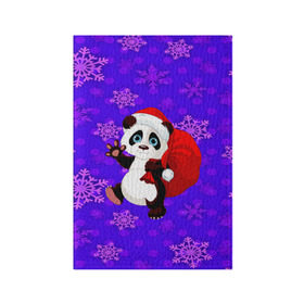 Обложка для паспорта матовая кожа с принтом Панда в Кировске, натуральная матовая кожа | размер 19,3 х 13,7 см; прозрачные пластиковые крепления | new year | santa | дед мороз | елка | елочки | новогодний | новый год | рождество | сантаклаус | снег | снежинки