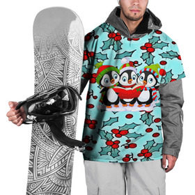Накидка на куртку 3D с принтом Пингвинчики в Кировске, 100% полиэстер |  | new year | santa | дед мороз | елка | елочки | новогодний | новый год | рождество | сантаклаус | снег | снежинки