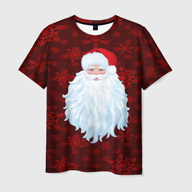 Мужская футболка 3D с принтом Санта Клаус в Кировске, 100% полиэфир | прямой крой, круглый вырез горловины, длина до линии бедер | christmas | new year | santa | дед мороз | елка | елочки | новогодний | новый год | рождество | сантаклаус | снег | снежинки