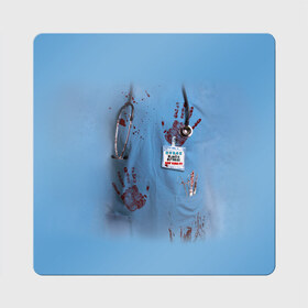 Магнит виниловый Квадрат с принтом Костюм врача кровь в Кировске, полимерный материал с магнитным слоем | размер 9*9 см, закругленные углы | больница | врач | доктор | клиника | кровь