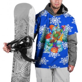 Накидка на куртку 3D с принтом Снеговики в Кировске, 100% полиэстер |  | christmas | new year | santa | дед мороз | елка | елочки | новогодний | новый год | рождество | сантаклаус | снег | снежинки