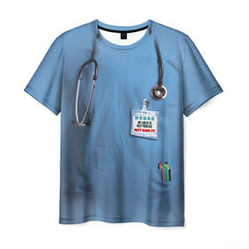 Мужская футболка 3D с принтом Костюм врача в Кировске, 100% полиэфир | прямой крой, круглый вырез горловины, длина до линии бедер | больница | врач | градусник | доктор | интерн | клиника | медбрат | медсестра | поликлиника | стетоскоп | фонендоскоп