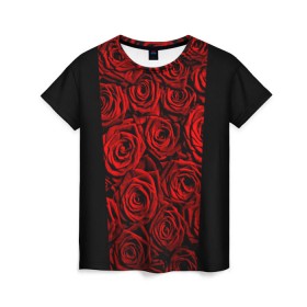 Женская футболка 3D с принтом Унисекс / Красные розы в Кировске, 100% полиэфир ( синтетическое хлопкоподобное полотно) | прямой крой, круглый вырез горловины, длина до линии бедер | букет | красный | лепестки | модные | полосы | природа | растения | розочки | розы | сад | тренды | цвет | цветы | черный