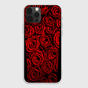 Чехол для iPhone 12 Pro с принтом RED ROSES / КРАСНЫЕ РОЗЫ в Кировске, силикон | область печати: задняя сторона чехла, без боковых панелей | букет | красный | лепестки | модные | полосы | природа | растения | розочки | розы | сад | тренды | цвет | цветы | черный