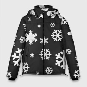 Мужская зимняя куртка 3D с принтом Снежинки в Кировске, верх — 100% полиэстер; подкладка — 100% полиэстер; утеплитель — 100% полиэстер | длина ниже бедра, свободный силуэт Оверсайз. Есть воротник-стойка, отстегивающийся капюшон и ветрозащитная планка. 

Боковые карманы с листочкой на кнопках и внутренний карман на молнии. | christmas | new year | santa | дед мороз | елка | елочки | новогодний | новый год | рождество | сантаклаус | снег | снежинки