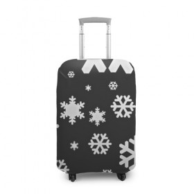 Чехол для чемодана 3D с принтом Снежинки в Кировске, 86% полиэфир, 14% спандекс | двустороннее нанесение принта, прорези для ручек и колес | christmas | new year | santa | дед мороз | елка | елочки | новогодний | новый год | рождество | сантаклаус | снег | снежинки