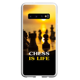Чехол для Samsung Galaxy S10 с принтом Шахматы - это жизнь в Кировске, Силикон | Область печати: задняя сторона чехла, без боковых панелей | Тематика изображения на принте: chess | game | sport | гроссмейстер | закат | игра | интеллект | солнце | спорт | фигура | шахматист | шахматы