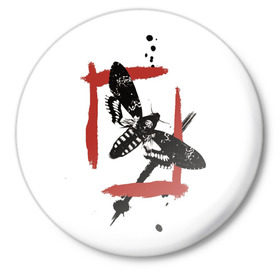 Значок с принтом Бабочка Треш полька в Кировске,  металл | круглая форма, металлическая застежка в виде булавки | 