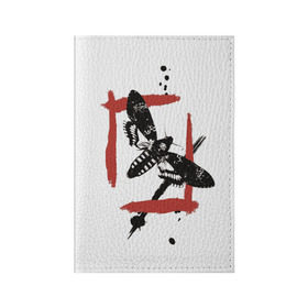 Обложка для паспорта матовая кожа с принтом Бабочка Треш полька в Кировске, натуральная матовая кожа | размер 19,3 х 13,7 см; прозрачные пластиковые крепления | 