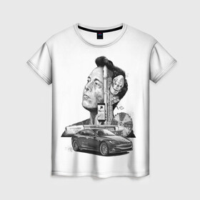 Женская футболка 3D с принтом Илон Маск в Кировске, 100% полиэфир ( синтетическое хлопкоподобное полотно) | прямой крой, круглый вырез горловины, длина до линии бедер | hyperloop | pay pal | space x | tesla | гений | день космонавтики | полет на марс | тесла | электрокар | электромобиль