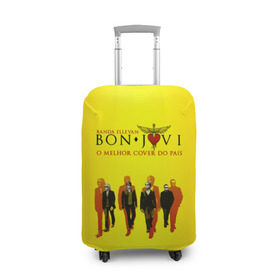 Чехол для чемодана 3D с принтом Группа Bon Jovi в Кировске, 86% полиэфир, 14% спандекс | двустороннее нанесение принта, прорези для ручек и колес | bon jovi | бон | бон джови | глэм | группа | джови | джон | рок | хард