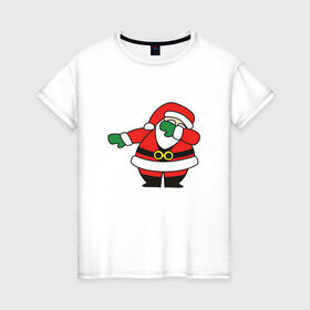 Женская футболка хлопок с принтом Дед Мороз DAB в Кировске, 100% хлопок | прямой крой, круглый вырез горловины, длина до линии бедер, слегка спущенное плечо | 