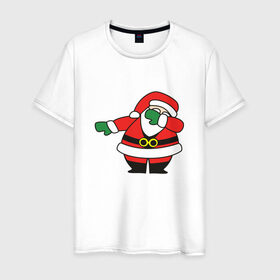 Мужская футболка хлопок с принтом Дед Мороз DAB в Кировске, 100% хлопок | прямой крой, круглый вырез горловины, длина до линии бедер, слегка спущенное плечо. | 