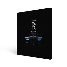 Холст квадратный с принтом Rolls Royce phantom в Кировске, 100% ПВХ |  | luxury | phantom | rich | rolls royce | rr | авто | автомобили | бренд | известные | логотип | машина | надписи | огни | ролс ройс | роскошь | тень | фары | черный