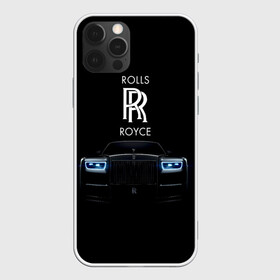 Чехол для iPhone 12 Pro с принтом Rolls Royce phantom в Кировске, силикон | область печати: задняя сторона чехла, без боковых панелей | Тематика изображения на принте: luxury | phantom | rich | rolls royce | rr | авто | автомобили | бренд | известные | логотип | машина | надписи | огни | ролс ройс | роскошь | тень | фары | черный