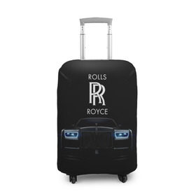 Чехол для чемодана 3D с принтом Rolls Royce phantom в Кировске, 86% полиэфир, 14% спандекс | двустороннее нанесение принта, прорези для ручек и колес | luxury | phantom | rich | rolls royce | rr | авто | автомобили | бренд | известные | логотип | машина | надписи | огни | ролс ройс | роскошь | тень | фары | черный