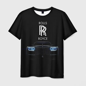 Мужская футболка 3D с принтом Rolls Royce phantom в Кировске, 100% полиэфир | прямой крой, круглый вырез горловины, длина до линии бедер | luxury | phantom | rich | rolls royce | rr | авто | автомобили | бренд | известные | логотип | машина | надписи | огни | ролс ройс | роскошь | тень | фары | черный