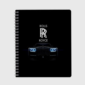 Тетрадь с принтом Rolls Royce phantom в Кировске, 100% бумага | 48 листов, плотность листов — 60 г/м2, плотность картонной обложки — 250 г/м2. Листы скреплены сбоку удобной пружинной спиралью. Уголки страниц и обложки скругленные. Цвет линий — светло-серый
 | luxury | phantom | rich | rolls royce | rr | авто | автомобили | бренд | известные | логотип | машина | надписи | огни | ролс ройс | роскошь | тень | фары | черный