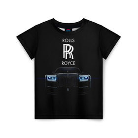 Детская футболка 3D с принтом Rolls Royce phantom в Кировске, 100% гипоаллергенный полиэфир | прямой крой, круглый вырез горловины, длина до линии бедер, чуть спущенное плечо, ткань немного тянется | luxury | phantom | rich | rolls royce | rr | авто | автомобили | бренд | известные | логотип | машина | надписи | огни | ролс ройс | роскошь | тень | фары | черный