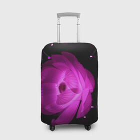 Чехол для чемодана 3D с принтом Цветок в Кировске, 86% полиэфир, 14% спандекс | двустороннее нанесение принта, прорези для ручек и колес | лепестки | модные | природа | растения | розовый | тренды | фон | цвет | цветок | цветы | черный
