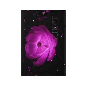 Обложка для паспорта матовая кожа с принтом Цветок в Кировске, натуральная матовая кожа | размер 19,3 х 13,7 см; прозрачные пластиковые крепления | лепестки | модные | природа | растения | розовый | тренды | фон | цвет | цветок | цветы | черный