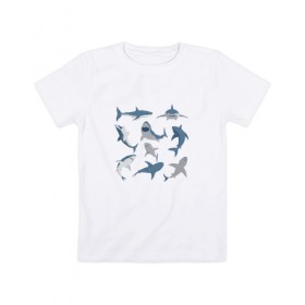 Детская футболка хлопок с принтом Акулы в Кировске, 100% хлопок | круглый вырез горловины, полуприлегающий силуэт, длина до линии бедер | акула | зубы | океан | челюсть