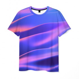 Мужская футболка 3D с принтом Water Colors в Кировске, 100% полиэфир | прямой крой, круглый вырез горловины, длина до линии бедер | абстракция | вода.цветные | волны | краски | море | радужные | розовый | синий | фиолетовый | цвет | цвета | яркие