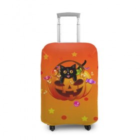 Чехол для чемодана 3D с принтом Happy Halloween! в Кировске, 86% полиэфир, 14% спандекс | двустороннее нанесение принта, прорези для ручек и колес | 31 октября | cat | halloween | абстракция | арт | животные | звезды | котики | коты | кошки | милые | праздник | тыква | хэллоуин
