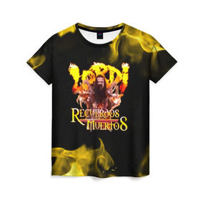 Женская футболка 3D с принтом Recuerdos Muertos в Кировске, 100% полиэфир ( синтетическое хлопкоподобное полотно) | прямой крой, круглый вырез горловины, длина до линии бедер | глэм | группа | метал | монстры | рок | хард | хардрок | хэви | хэвиметал | шок | шокрок