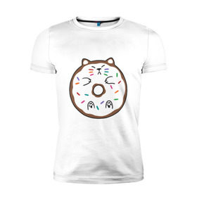 Мужская футболка премиум с принтом Кот пончик в Кировске, 92% хлопок, 8% лайкра | приталенный силуэт, круглый вырез ворота, длина до линии бедра, короткий рукав | 
