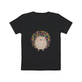 Детская футболка хлопок с принтом Ёжик в Кировске, 100% хлопок | круглый вырез горловины, полуприлегающий силуэт, длина до линии бедер | ежик | кот | котэ | кофе | машина | пончик