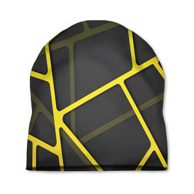 Шапка 3D с принтом Желтая сетка в Кировске, 100% полиэстер | универсальный размер, печать по всей поверхности изделия | yellow | абстракция | желтый | линия.line | сетка