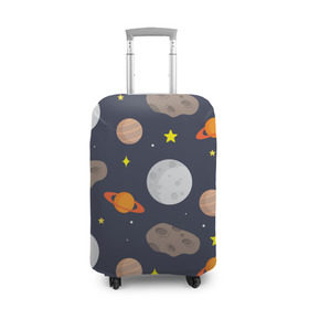 Чехол для чемодана 3D с принтом Луна в Кировске, 86% полиэфир, 14% спандекс | двустороннее нанесение принта, прорези для ручек и колес | астероид | луна | метеорит | планета | сатурн | юпитер