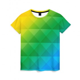 Женская футболка 3D с принтом Colored wall в Кировске, 100% полиэфир ( синтетическое хлопкоподобное полотно) | прямой крой, круглый вырез горловины, длина до линии бедер | геометрия | квадрат | текстура | цветной