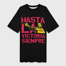 Платье-футболка 3D с принтом Hasta La Victoria Siempre в Кировске,  |  | che | cuba | guevara | hasta | la victoria | libre | revolution | siempre | ussr | гевара | до полной | куба | о.м.с.к. | победы | революция | свободная | ссср | че