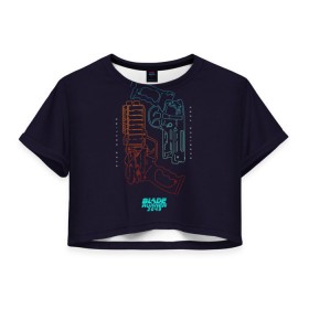 Женская футболка 3D укороченная с принтом Blade Runner 2049 в Кировске, 100% полиэстер | круглая горловина, длина футболки до линии талии, рукава с отворотами | 2049 | blade runner | bladerunner