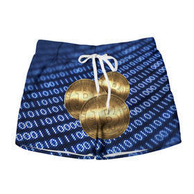 Женские шорты 3D с принтом Bitcoin в Кировске, 100% полиэстер | прямой крой, два кармана без застежек по бокам. Мягкая трикотажная резинка на поясе, внутри которой широкие завязки. Длина до середины бедра | bitcoin | блокчейн | криптовалюта