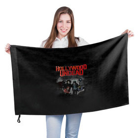 Флаг 3D с принтом Группа Hollywood Undead в Кировске, 100% полиэстер | плотность ткани — 95 г/м2, размер — 67 х 109 см. Принт наносится с одной стороны | 
