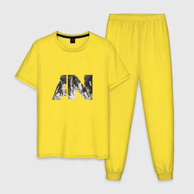 Мужская пижама хлопок с принтом AWOLNATION в Кировске, 100% хлопок | брюки и футболка прямого кроя, без карманов, на брюках мягкая резинка на поясе и по низу штанин
 | 