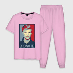 Мужская пижама хлопок с принтом David Bowie в Кировске, 100% хлопок | брюки и футболка прямого кроя, без карманов, на брюках мягкая резинка на поясе и по низу штанин
 | Тематика изображения на принте: bowie | david | альтернативный | арт | боуи | глэм | джаз | дэвид | музыка | музыкант | певец | поп | попрок | психоделический | рок | соул | хард | хардрок | экспериментальный | электронная | эмбиент