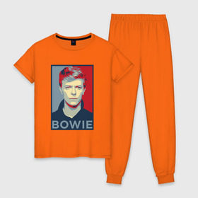 Женская пижама хлопок с принтом David Bowie в Кировске, 100% хлопок | брюки и футболка прямого кроя, без карманов, на брюках мягкая резинка на поясе и по низу штанин | bowie | david | альтернативный | арт | боуи | глэм | джаз | дэвид | музыка | музыкант | певец | поп | попрок | психоделический | рок | соул | хард | хардрок | экспериментальный | электронная | эмбиент