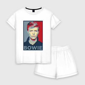 Женская пижама с шортиками хлопок с принтом David Bowie в Кировске, 100% хлопок | футболка прямого кроя, шорты свободные с широкой мягкой резинкой | bowie | david | альтернативный | арт | боуи | глэм | джаз | дэвид | музыка | музыкант | певец | поп | попрок | психоделический | рок | соул | хард | хардрок | экспериментальный | электронная | эмбиент