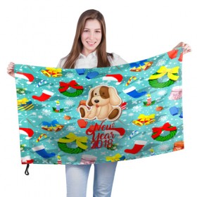 Флаг 3D с принтом Плюшевый щенок в Кировске, 100% полиэстер | плотность ткани — 95 г/м2, размер — 67 х 109 см. Принт наносится с одной стороны | 