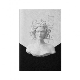 Обложка для паспорта матовая кожа с принтом Snake girl в Кировске, натуральная матовая кожа | размер 19,3 х 13,7 см; прозрачные пластиковые крепления | snake | белый | волосы | глаза | губы | девушка | змеи | скульптура | тело.черный | цвет