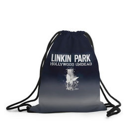 Рюкзак-мешок 3D с принтом Linkin Park и Hollywood Undead в Кировске, 100% полиэстер | плотность ткани — 200 г/м2, размер — 35 х 45 см; лямки — толстые шнурки, застежка на шнуровке, без карманов и подкладки | 