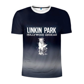 Мужская футболка 3D спортивная с принтом Linkin Park и Hollywood Undead в Кировске, 100% полиэстер с улучшенными характеристиками | приталенный силуэт, круглая горловина, широкие плечи, сужается к линии бедра | 