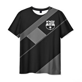Мужская футболка 3D с принтом FC Barcelona gray collection в Кировске, 100% полиэфир | прямой крой, круглый вырез горловины, длина до линии бедер | fc barcelona | мяч | спорт | футбол | чеппионат