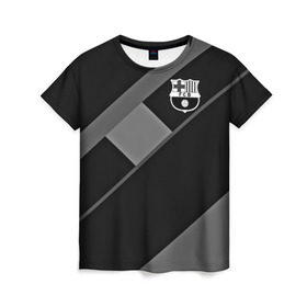 Женская футболка 3D с принтом FC Barcelona gray collection в Кировске, 100% полиэфир ( синтетическое хлопкоподобное полотно) | прямой крой, круглый вырез горловины, длина до линии бедер | fc barcelona | мяч | спорт | футбол | чеппионат