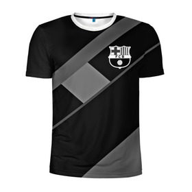 Мужская футболка 3D спортивная с принтом FC Barcelona gray collection в Кировске, 100% полиэстер с улучшенными характеристиками | приталенный силуэт, круглая горловина, широкие плечи, сужается к линии бедра | fc barcelona | мяч | спорт | футбол | чеппионат